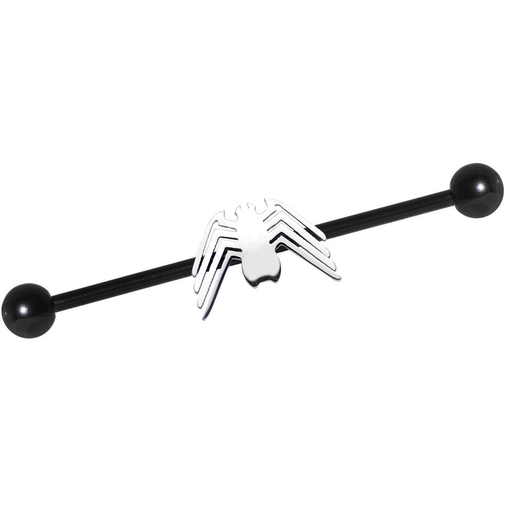 Licensed Marvel Black PVD White Spiderman Logo Industrial Barbell 38mm