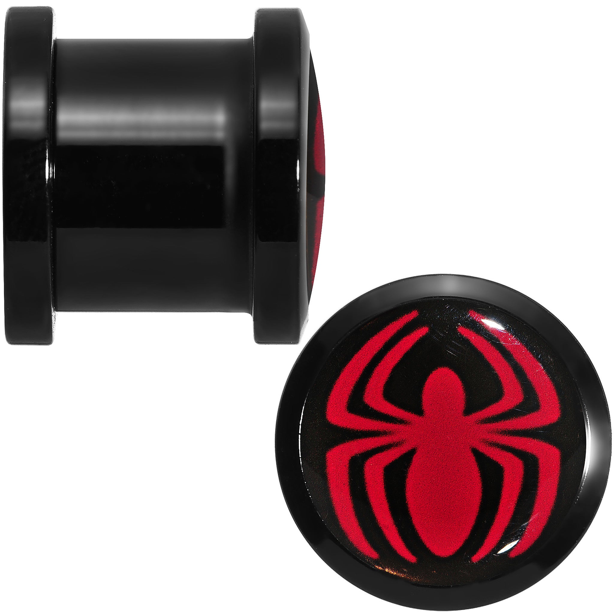 7/16 Licensed Red Spider-Man Logo Acrylic Screw Fit Plugs Set