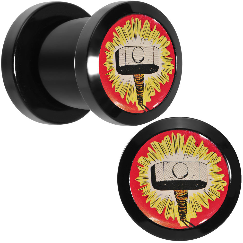 0G Licensed Thor Hammer Logo Acrylic Screw Fit Plugs Set
