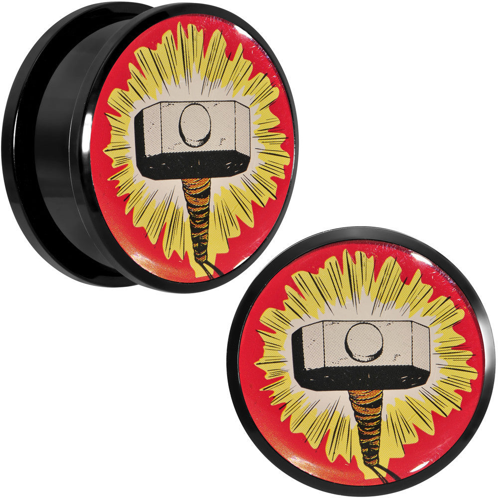 1 inch Licensed Thor Hammer Logo Acrylic Screw Fit Plugs Set