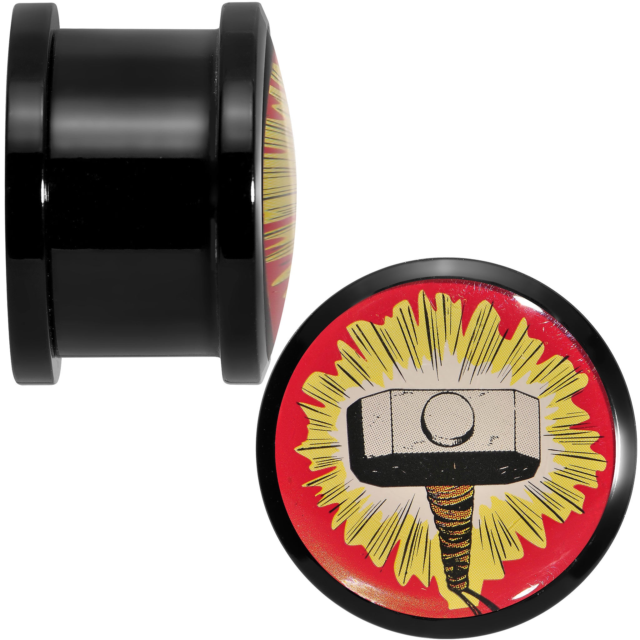 5/8 Licensed Thor Hammer Logo Acrylic Screw Fit Plugs Set