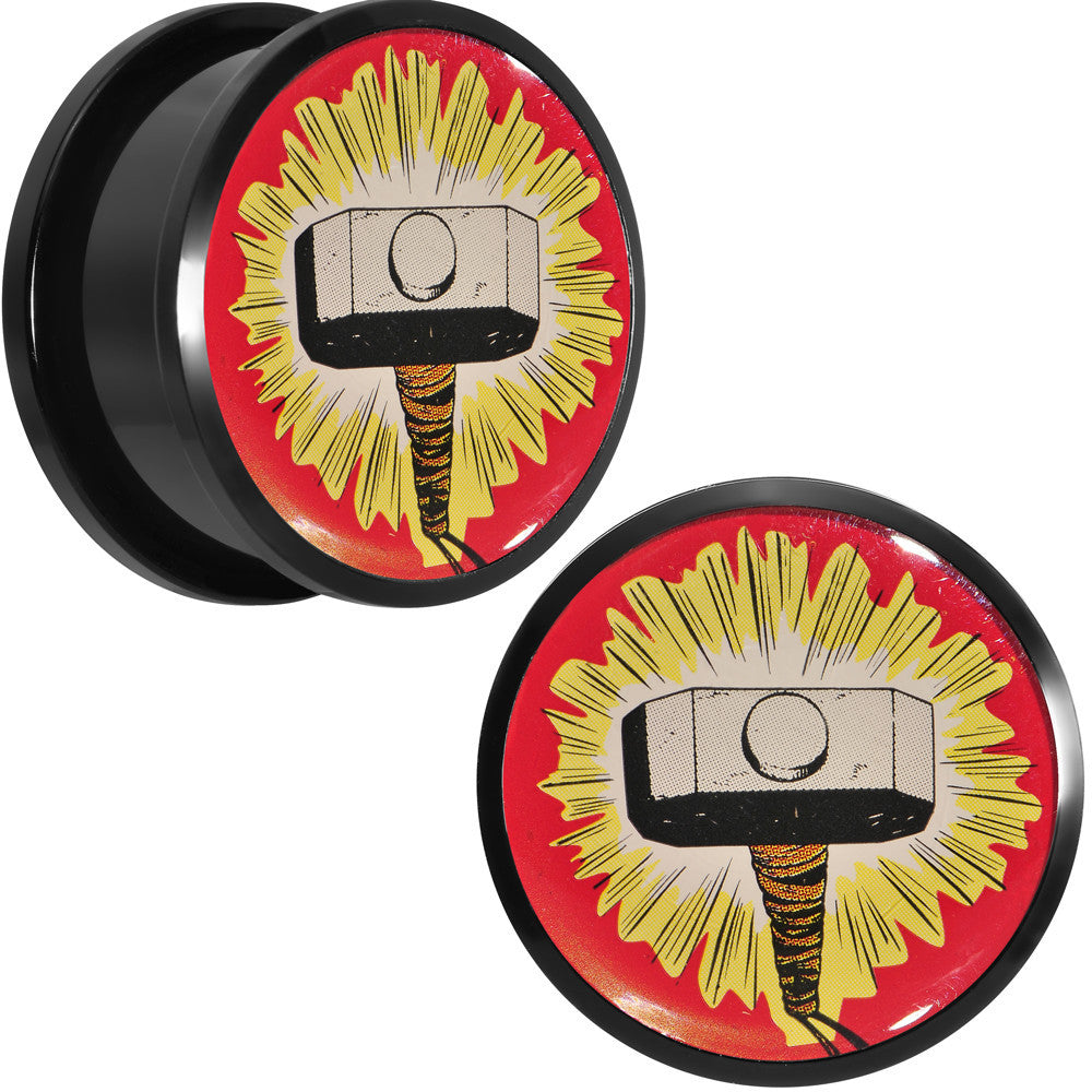 7/8 Licensed Thor Hammer Logo Acrylic Screw Fit Plugs Set
