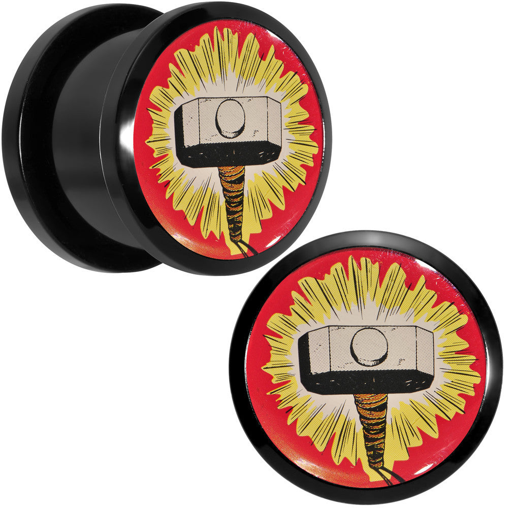 9/16 Licensed Thor Hammer Logo Acrylic Screw Fit Plugs Set