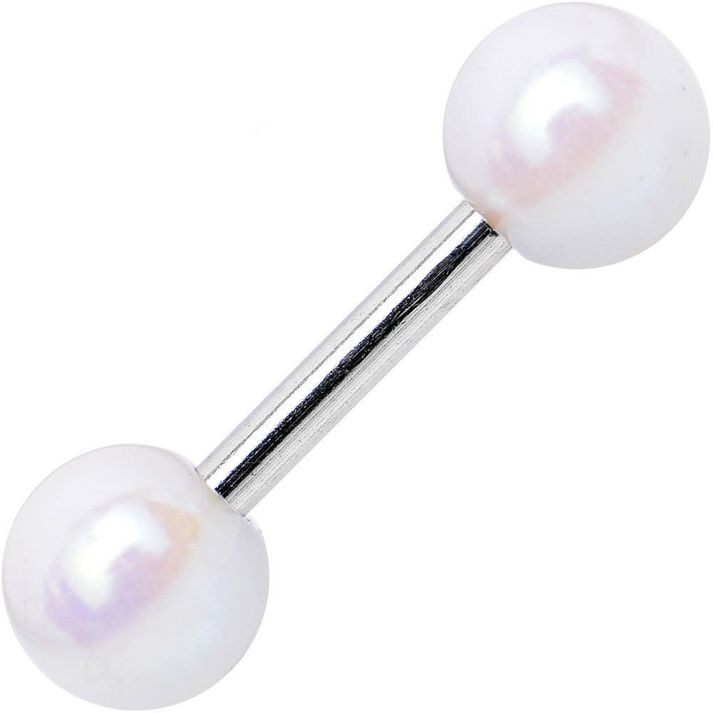 16 Gauge 1/4 Pearly White Acrylic Tragus Cartilage Barbell 4mm Balls