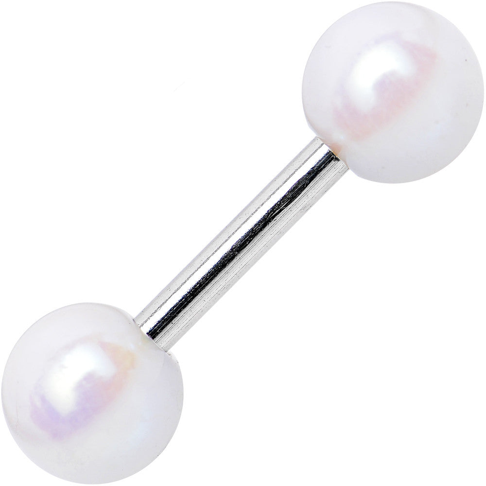 16G 1/4 Pearly White Acrylic Tragus Cartilage Barbell 4mm Balls