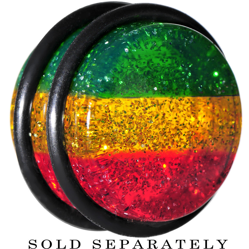 18mm Green Red Yellow Acrylic Rasta Glitter Single Flare Plug