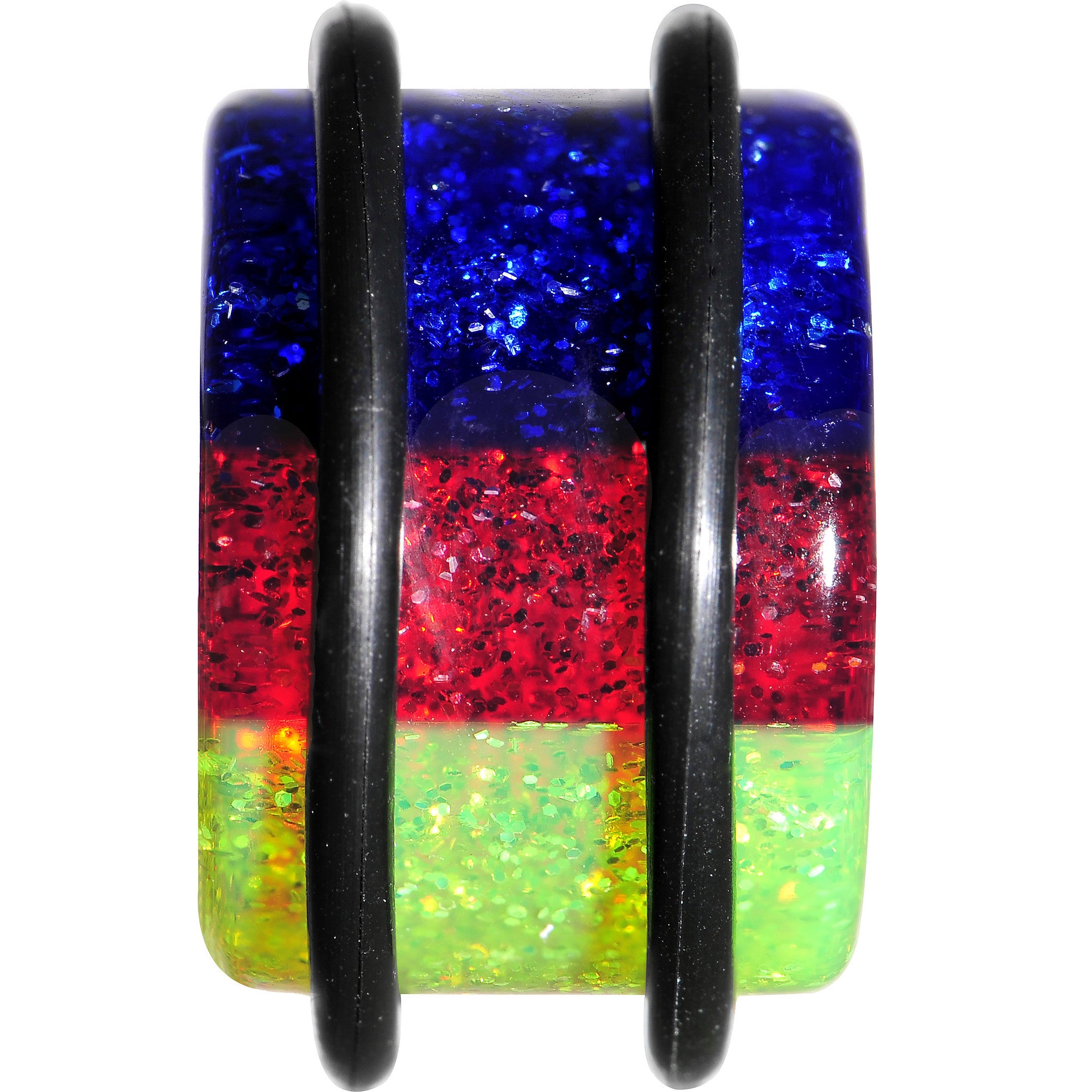 18mm Green Red Blue Acrylic Vibrant Glitter Single Flare Plug