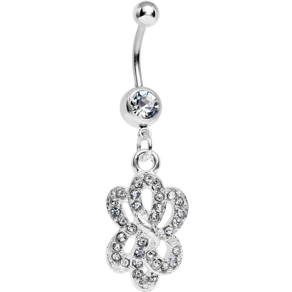 Clear Gem Sparkling Sailor Knot Dangle Belly Ring