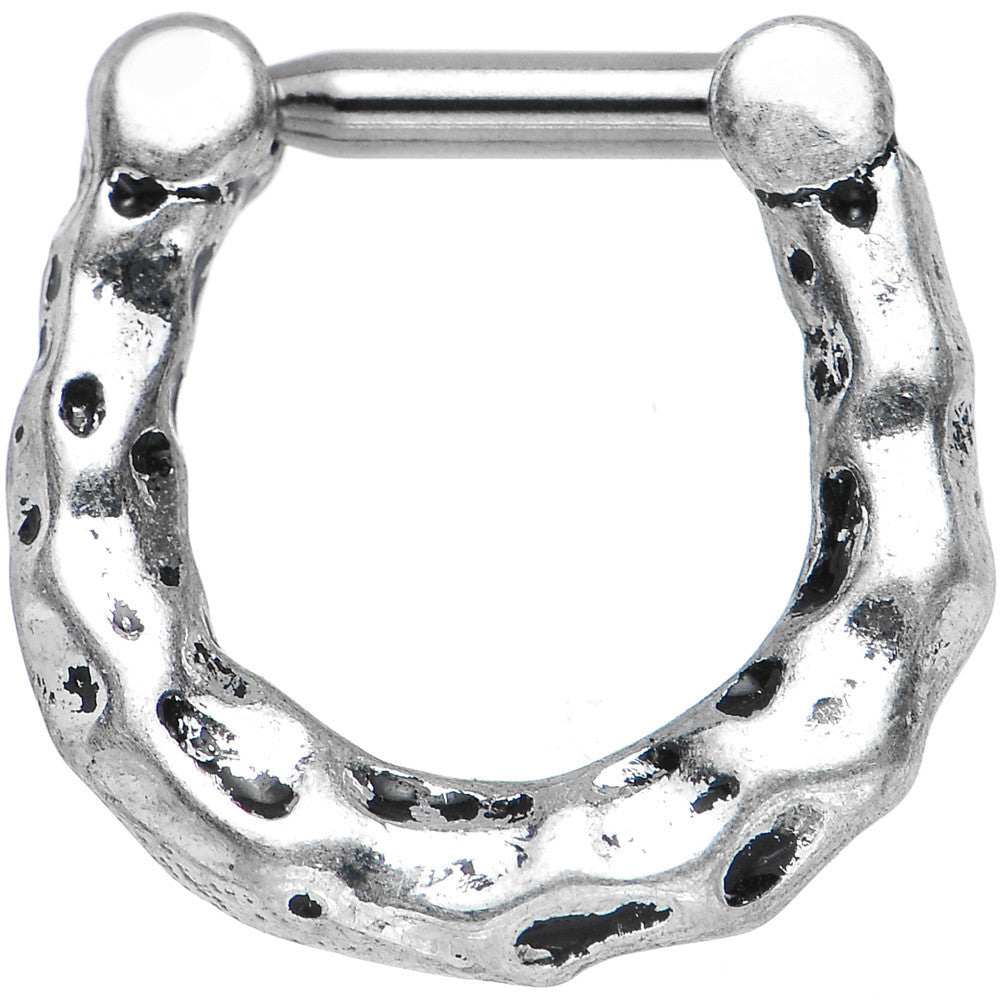 14G 1/4 Distressed Horseshoe Septum Clicker
