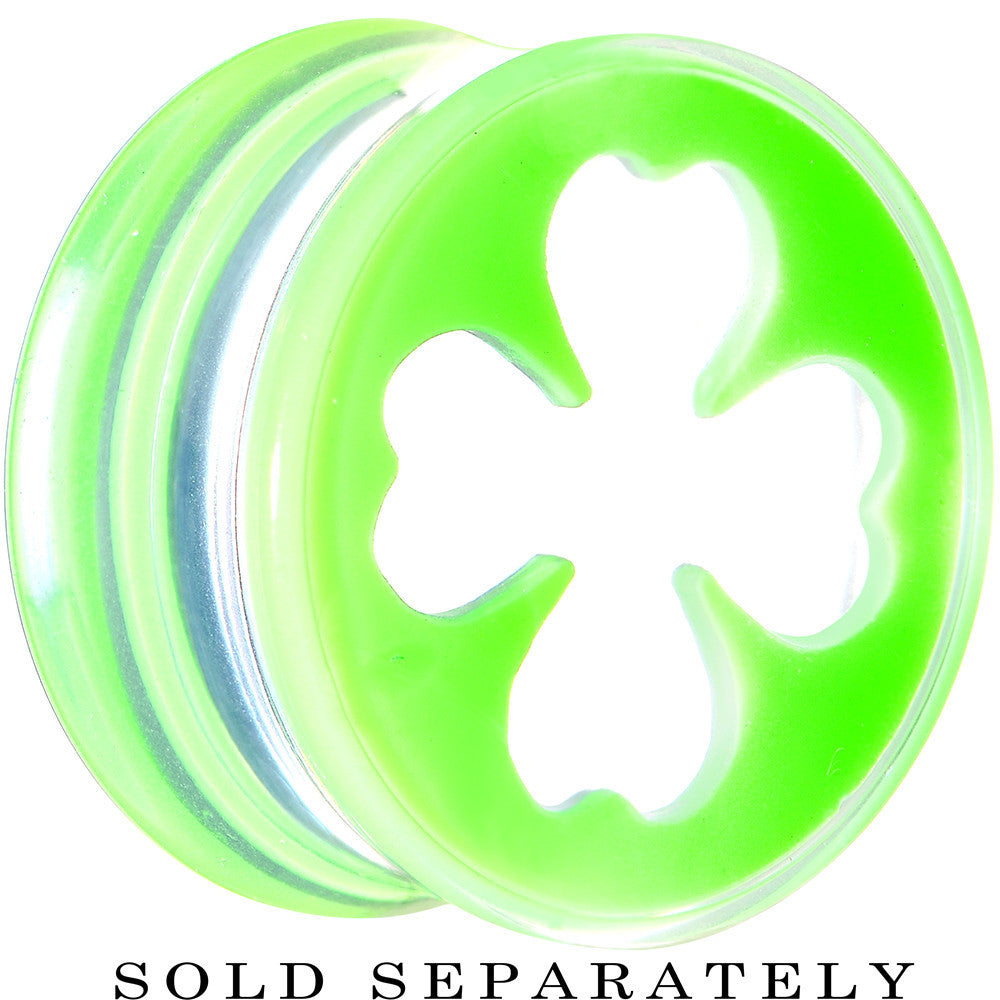 18mm Clear Green Acrylic Lucky Clover Saddle Plug