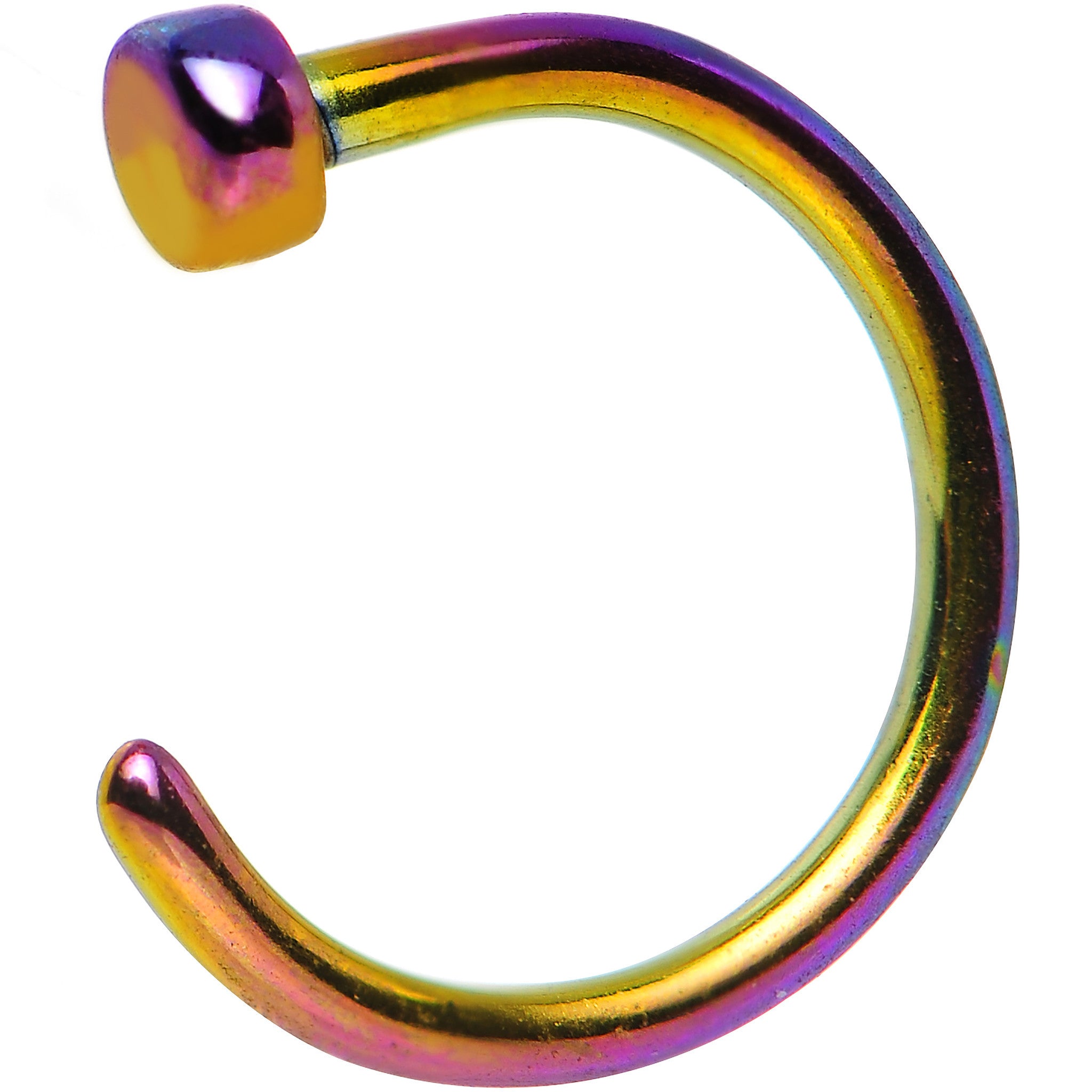 20G 1/4 Rainbow Anodized Titanium Nose Hoop