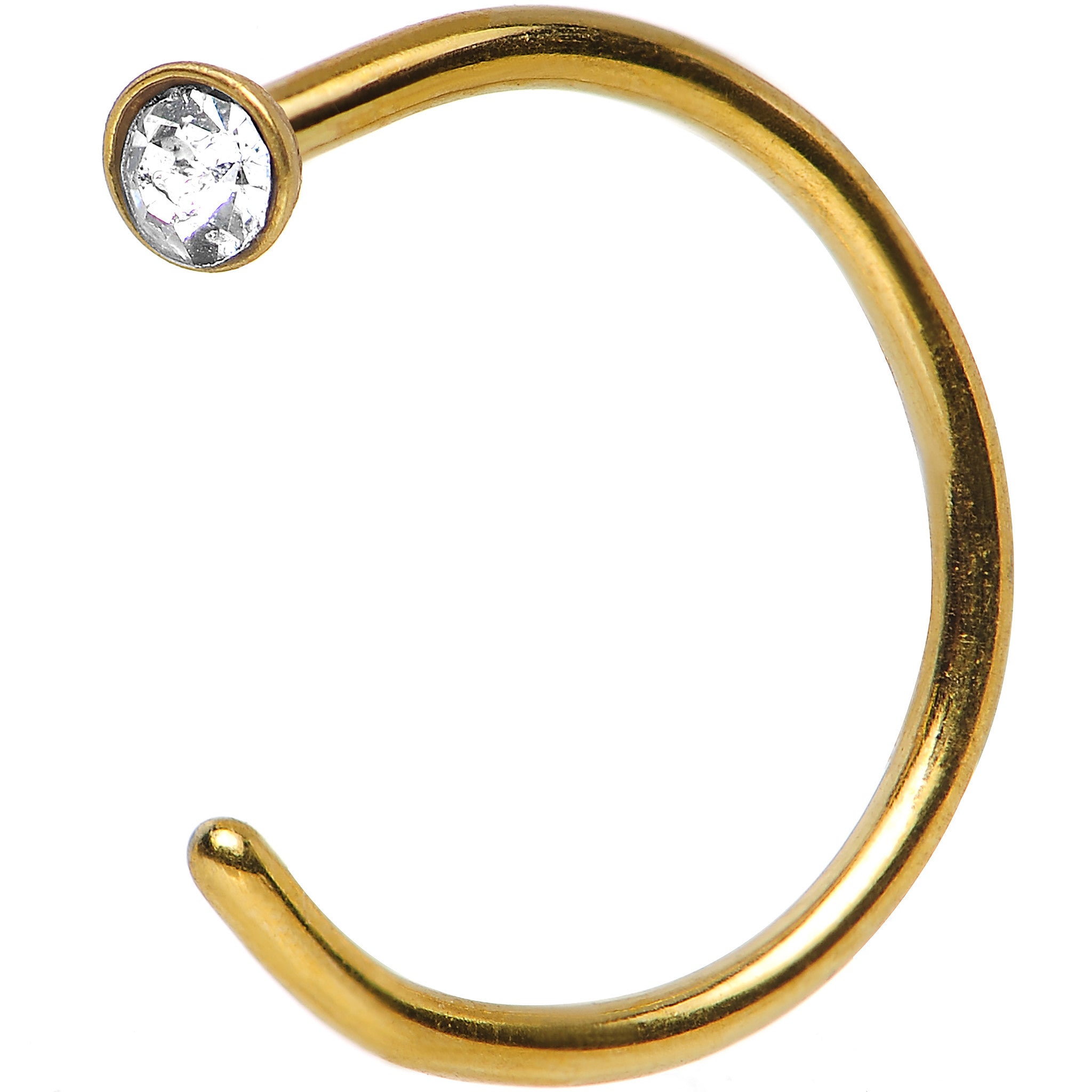 20G 5/16 Clear Gem Gold Anodized Titanium Nose Hoop