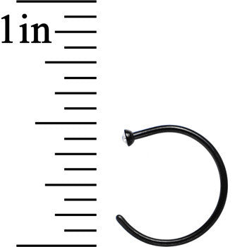 20G 3/8 Clear Gem Black Anodized Titanium Nose Hoop
