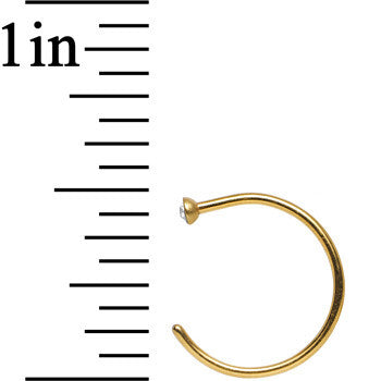 20G 3/8 Clear Gem Gold Anodized Titanium Nose Hoop