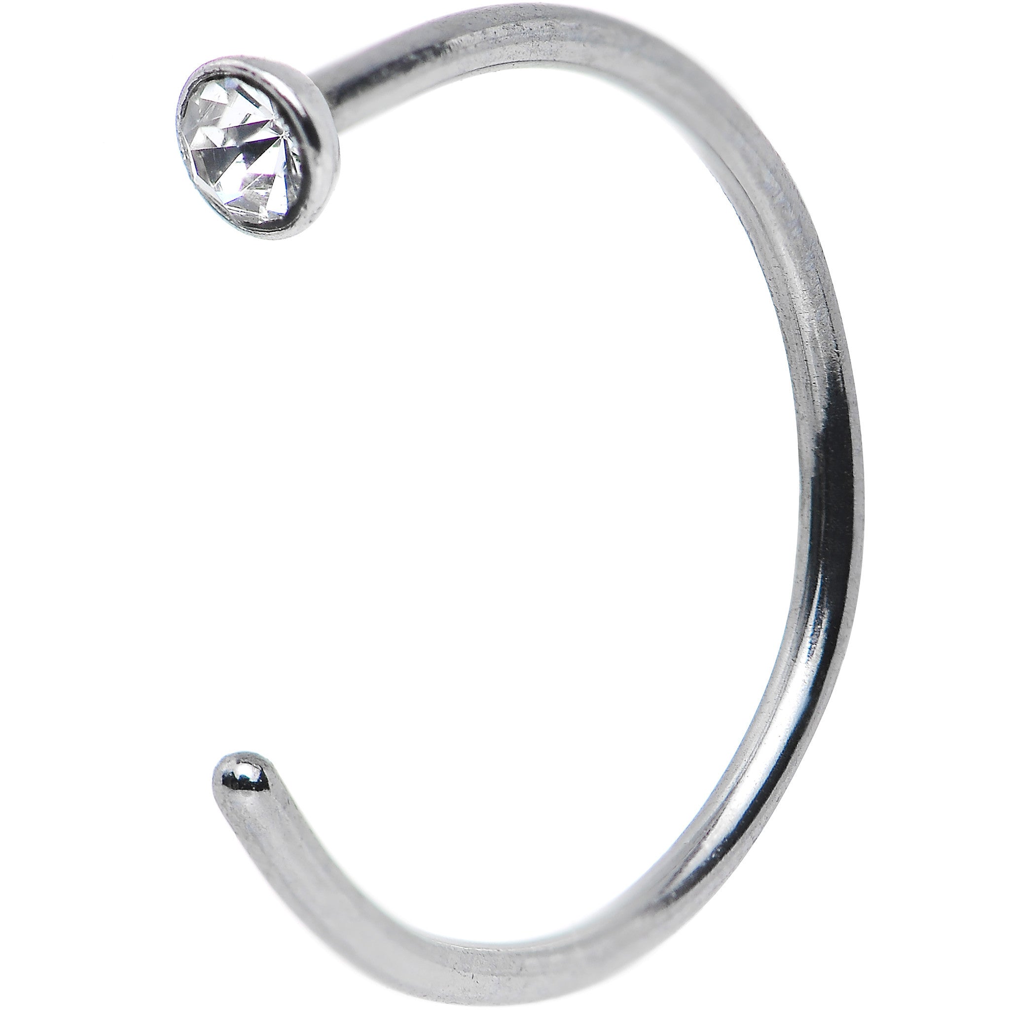 20G 3/8 Clear Gem Stainless Steel Nose Hoop