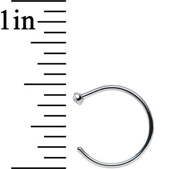 20G 3/8 Clear Gem Stainless Steel Nose Hoop