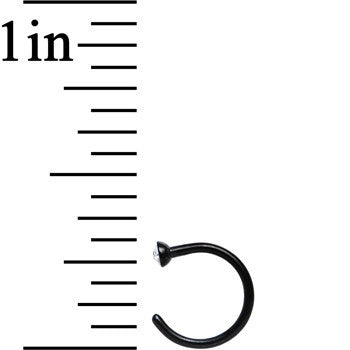 20G 1/4 Clear Gem Black Anodized Titanium Nose Hoop