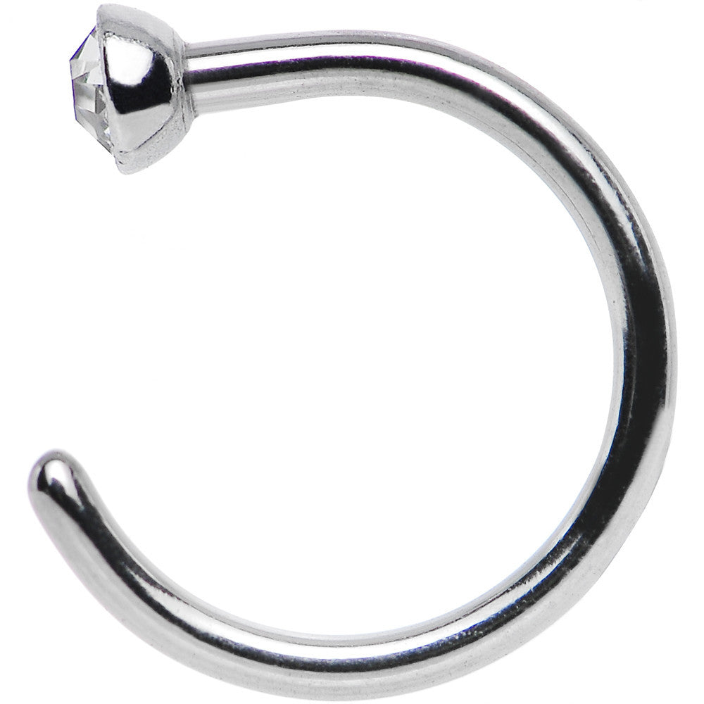 20G 1/4 Clear Gem Stainless Steel Nose Hoop