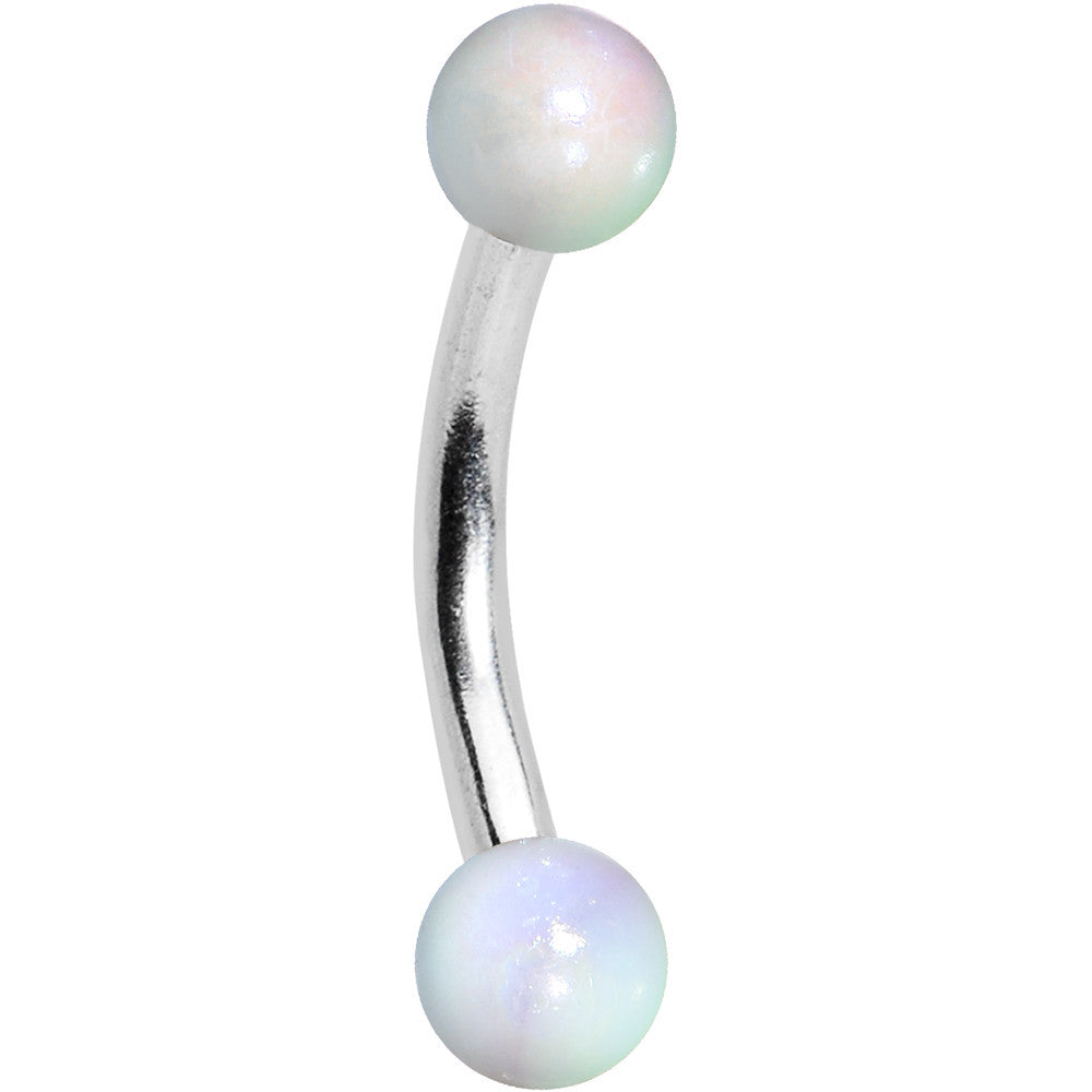 16G Metallic Acrylic White Nebula Curved Eyebrow Ring 5/16