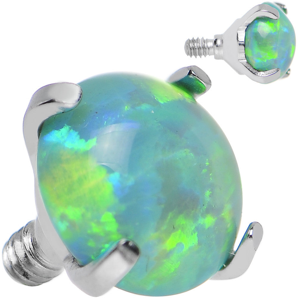 14G 5mm Faux Green Prong Set Opal Titanium Dermal Top
