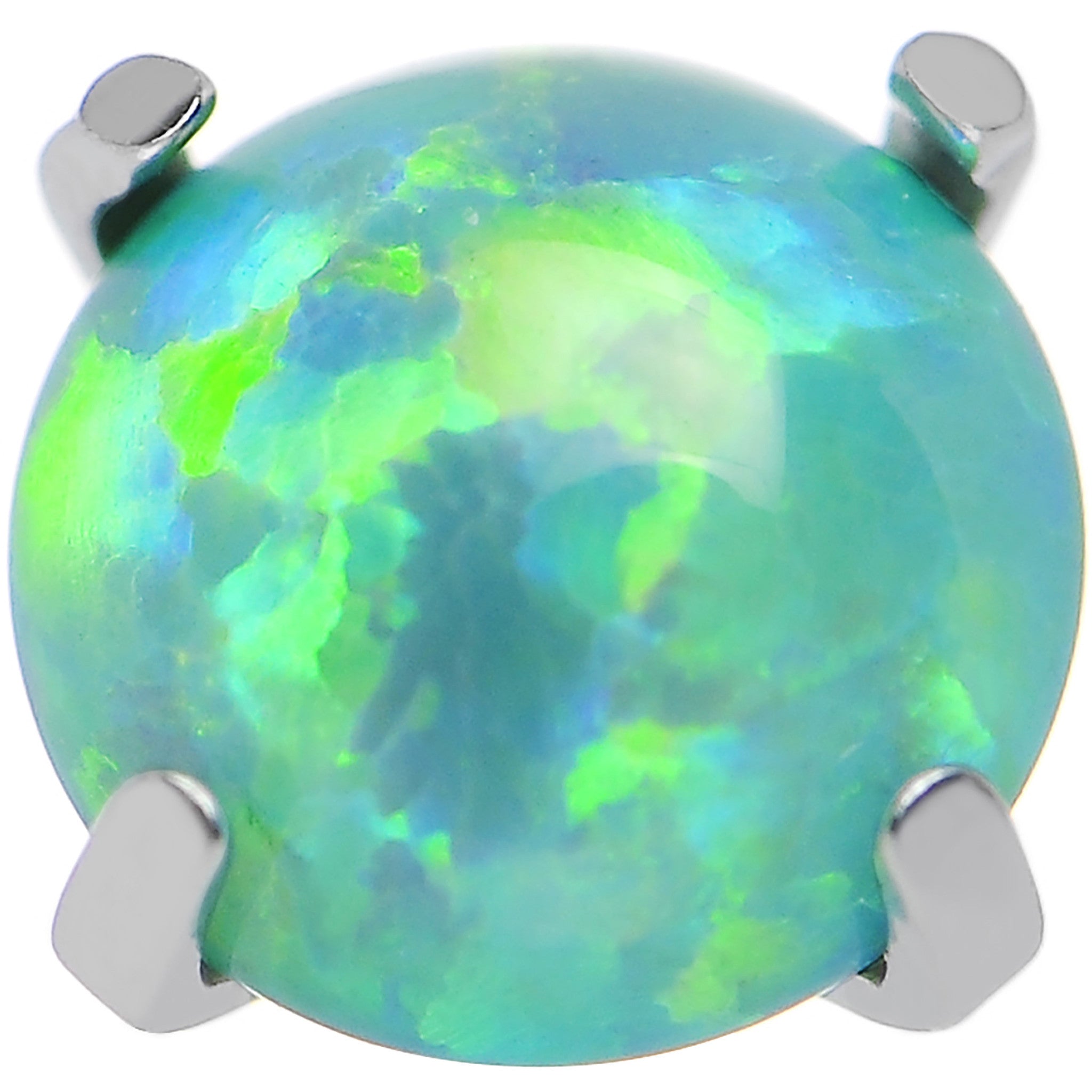 14G 5mm Faux Green Prong Set Opal Titanium Dermal Top