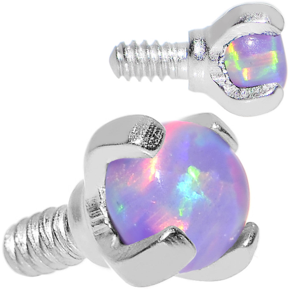 16G 2.5mm Faux Purple Prong Set Opal Titanium Dermal Top