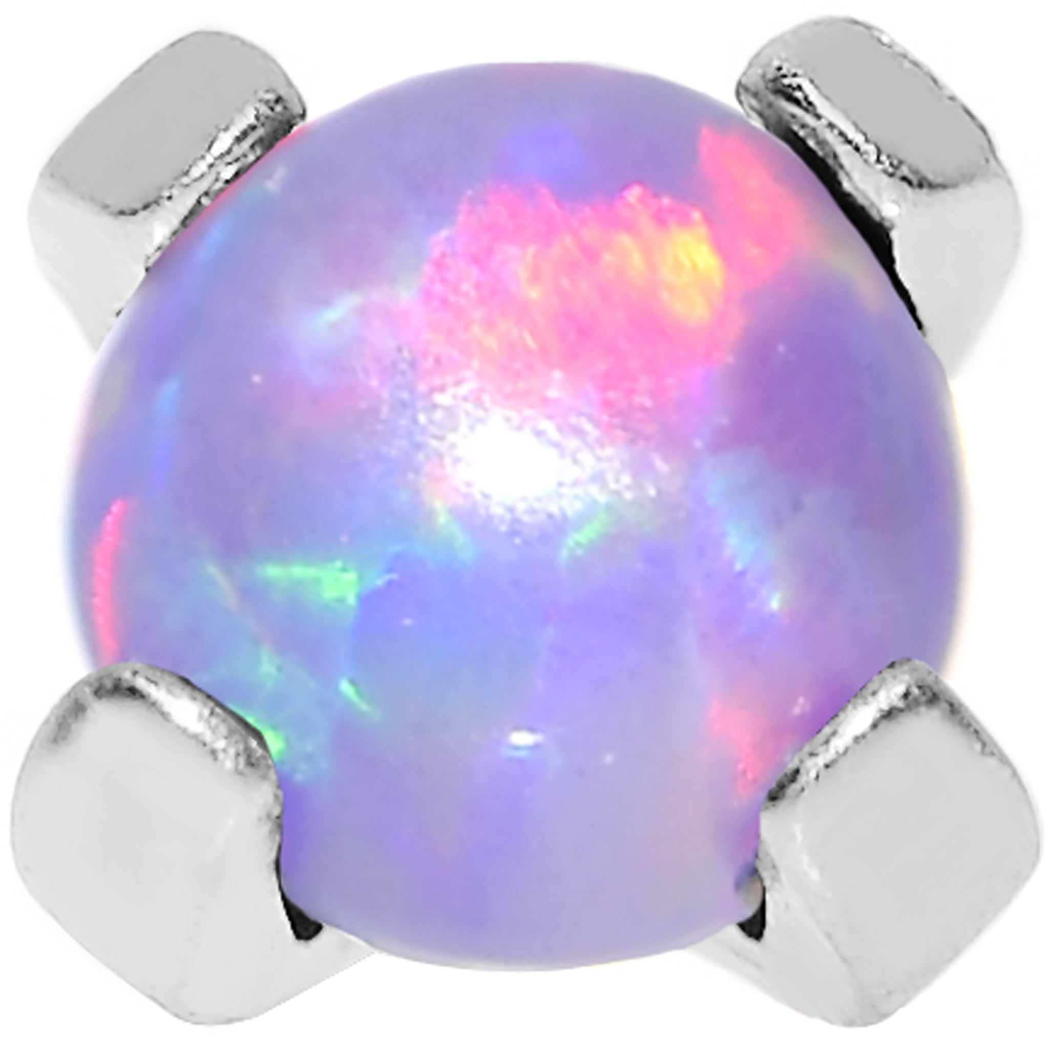 16G 2.5mm Faux Purple Prong Set Opal Titanium Dermal Top