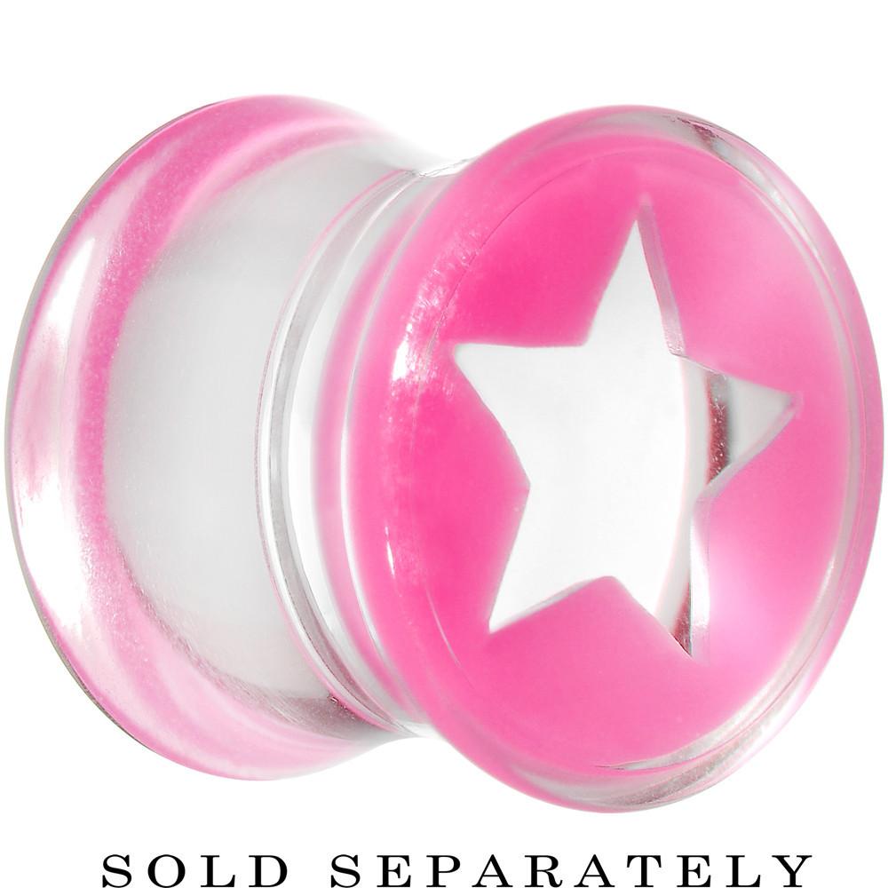 Clear Pink Acrylic Wish on a Star Saddle Plug 2G to 20mm