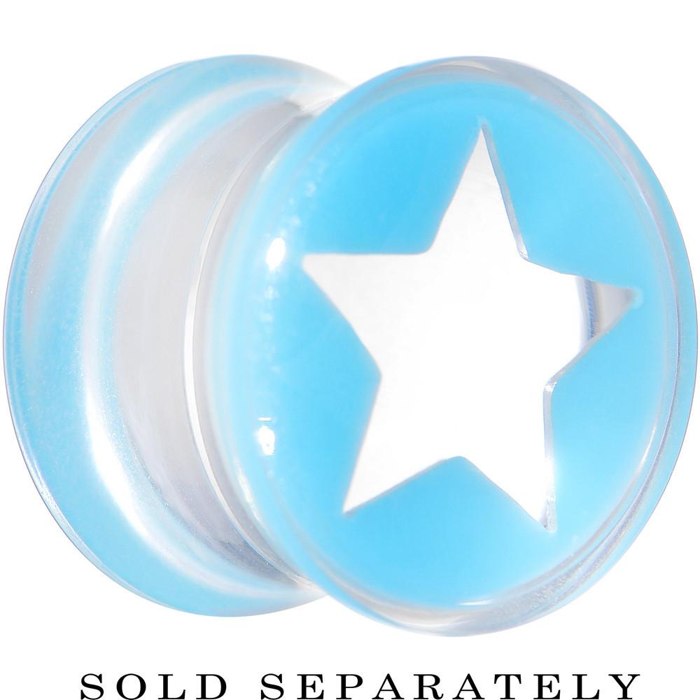 Clear Light Blue Acrylic Wish on a Star Saddle Plug 2G to 20mm