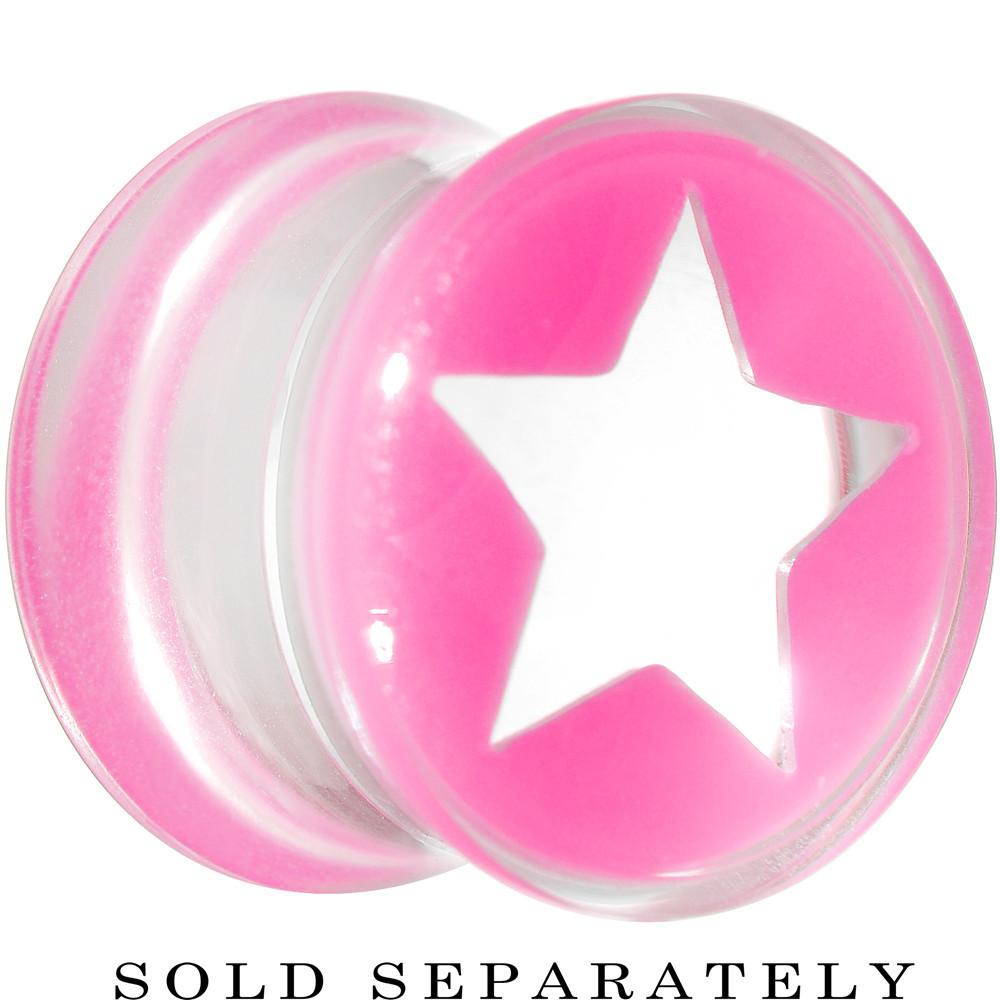 Clear Pink Acrylic Wish on a Star Saddle Plug 2G to 20mm