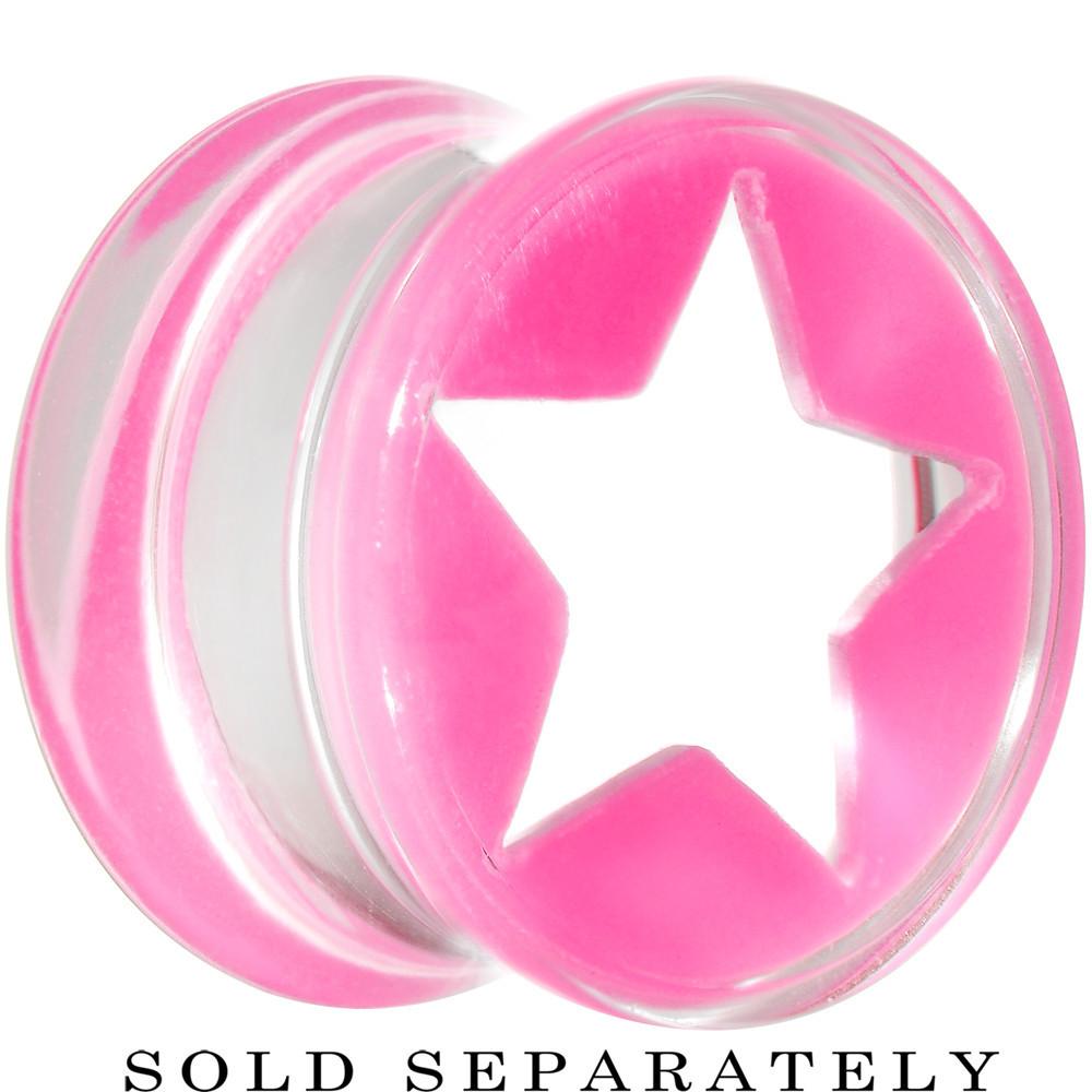 Clear Pink Acrylic Wish on a Star Saddle Plug 2G to 20mm