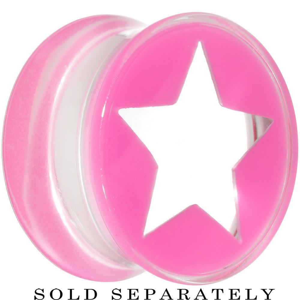 Clear Pink Acrylic Wish on a Star Saddle Plug 2G to 20mm