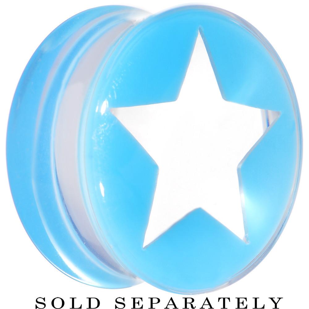 Clear Light Blue Acrylic Wish on a Star Saddle Plug 2G to 20mm