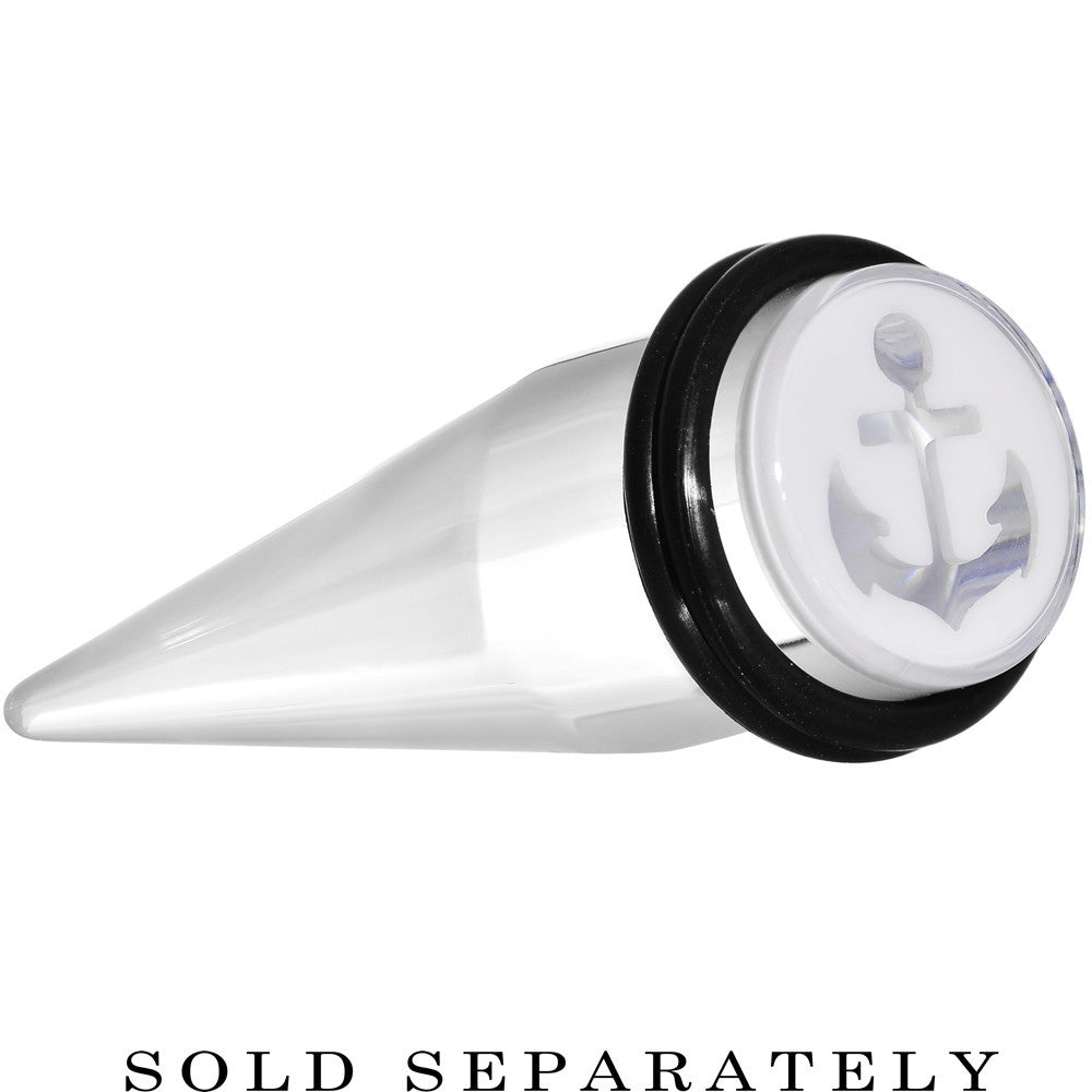 9/16 Clear White Acrylic Set Sail Nautical Anchor Taper