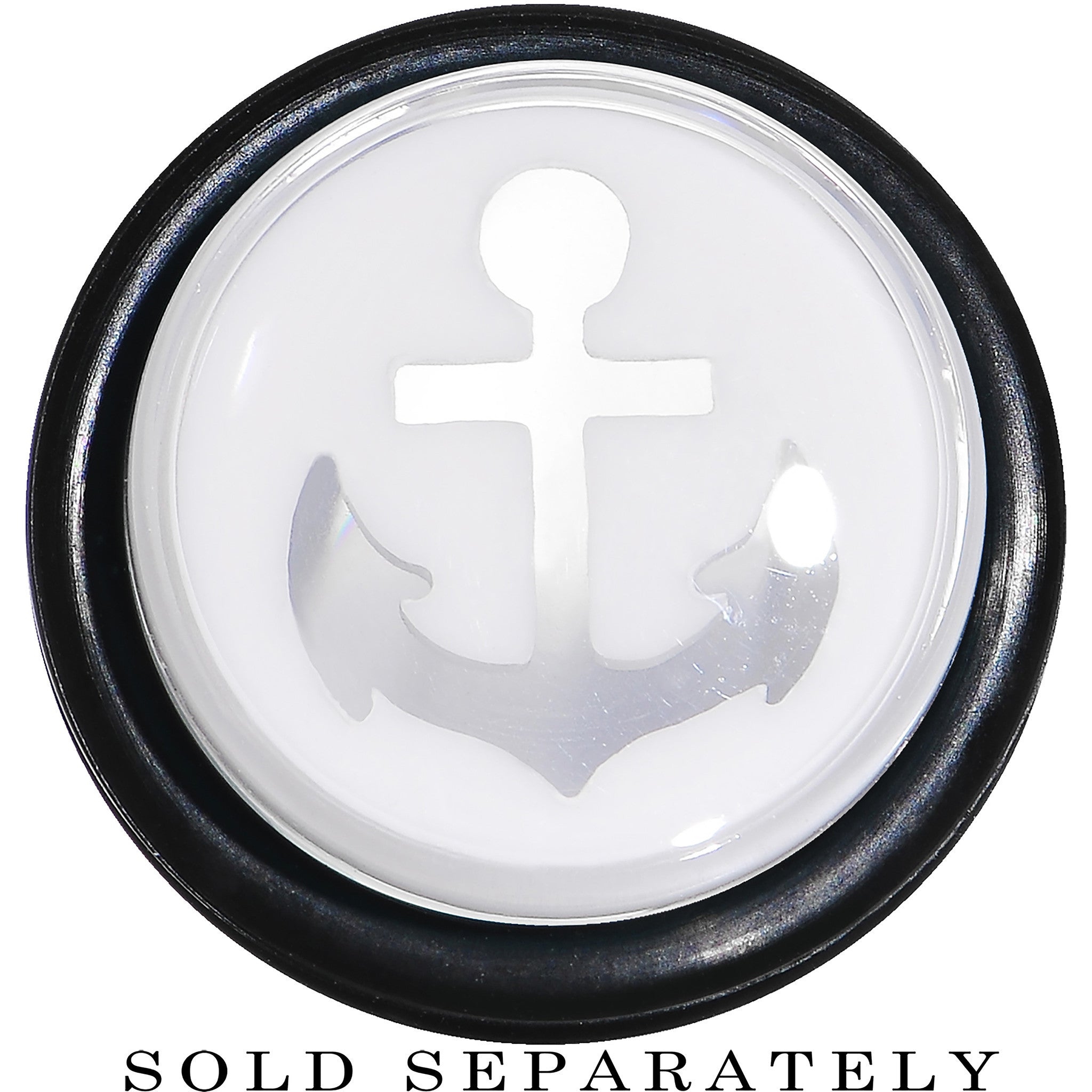 9/16 Clear White Acrylic Set Sail Nautical Anchor Taper