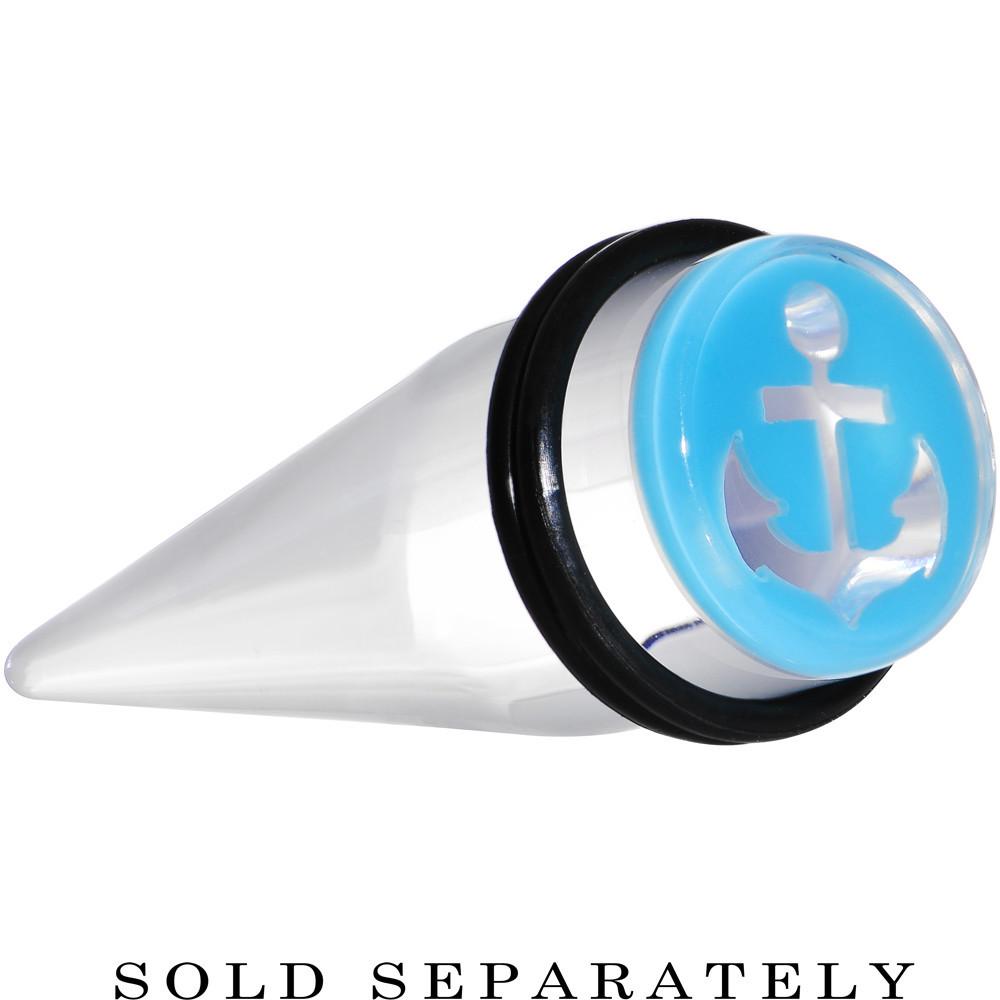 Clear Light Blue Acrylic Set Sail Nautical Anchor Taper 0G to 20mm