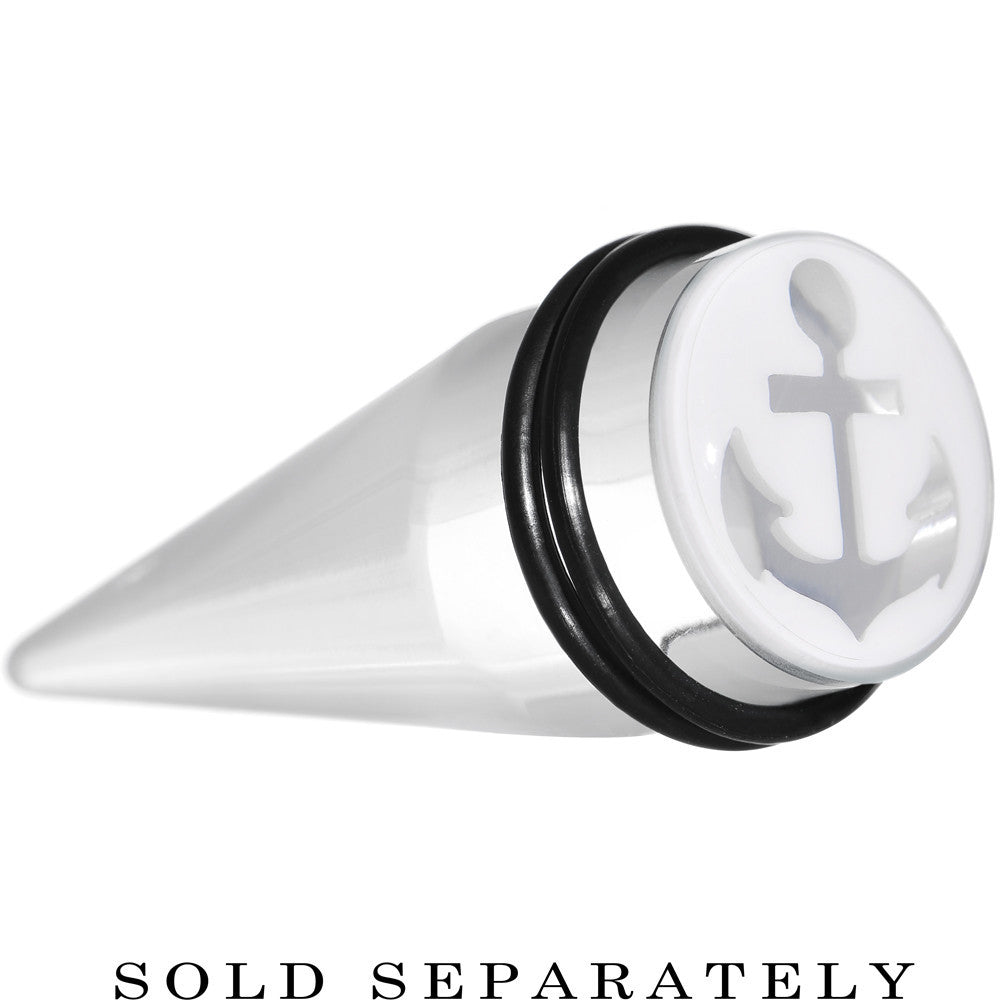 18mm Clear White Acrylic Set Sail Nautical Anchor Taper