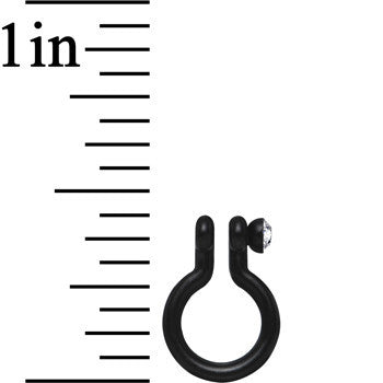 Clear Gem Black Bioplast Clip On Non-Pierced Fake Nose Ring Hoop