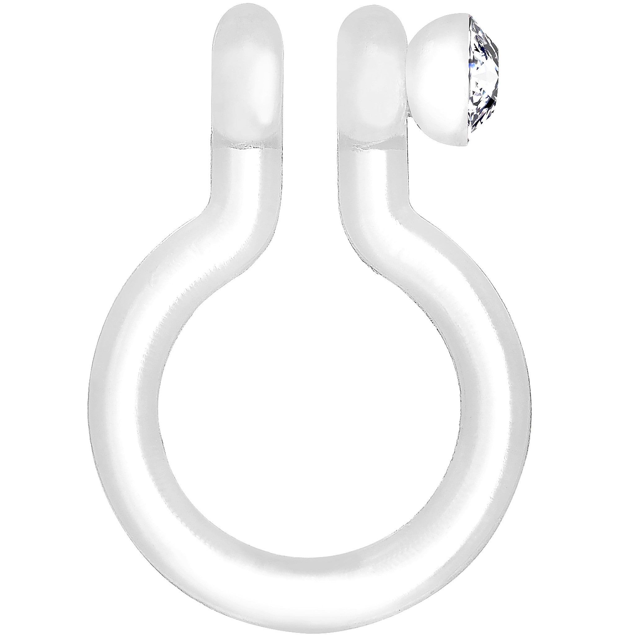 Clear Gem Clear Bioplast Clip On Non-Pierced Fake Nose Ring Hoop