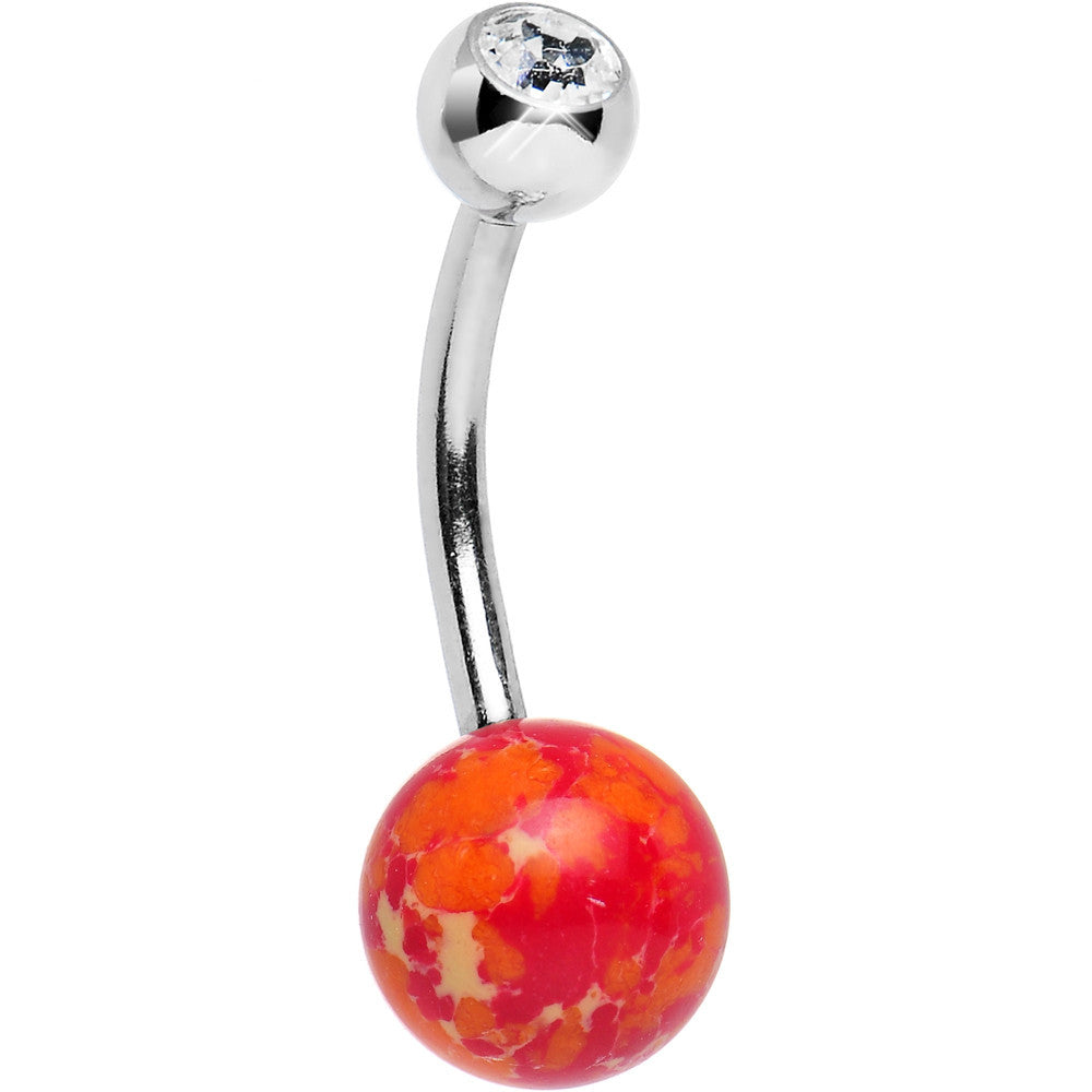 Clear Gem Orange Cerulean Cosmos Belly Ring