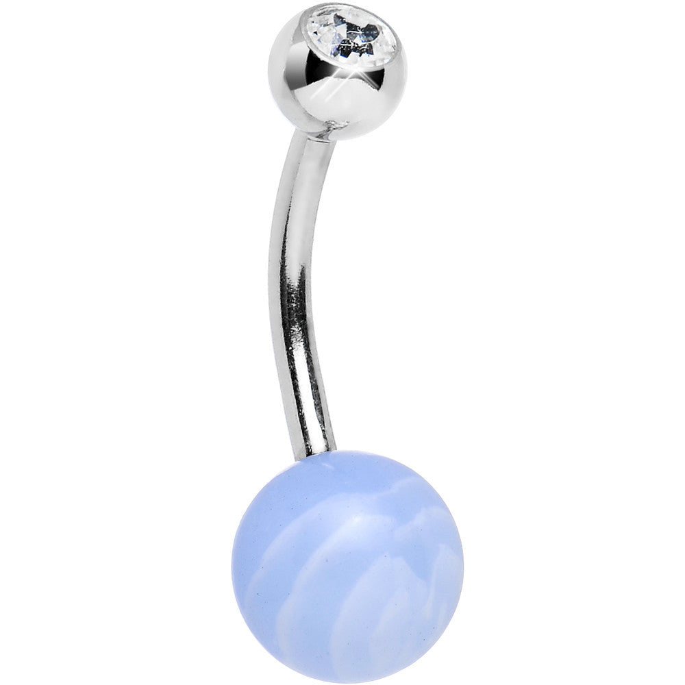 Clear Gem Perfect Cloudy Sky Light Blue Stone Belly Ring