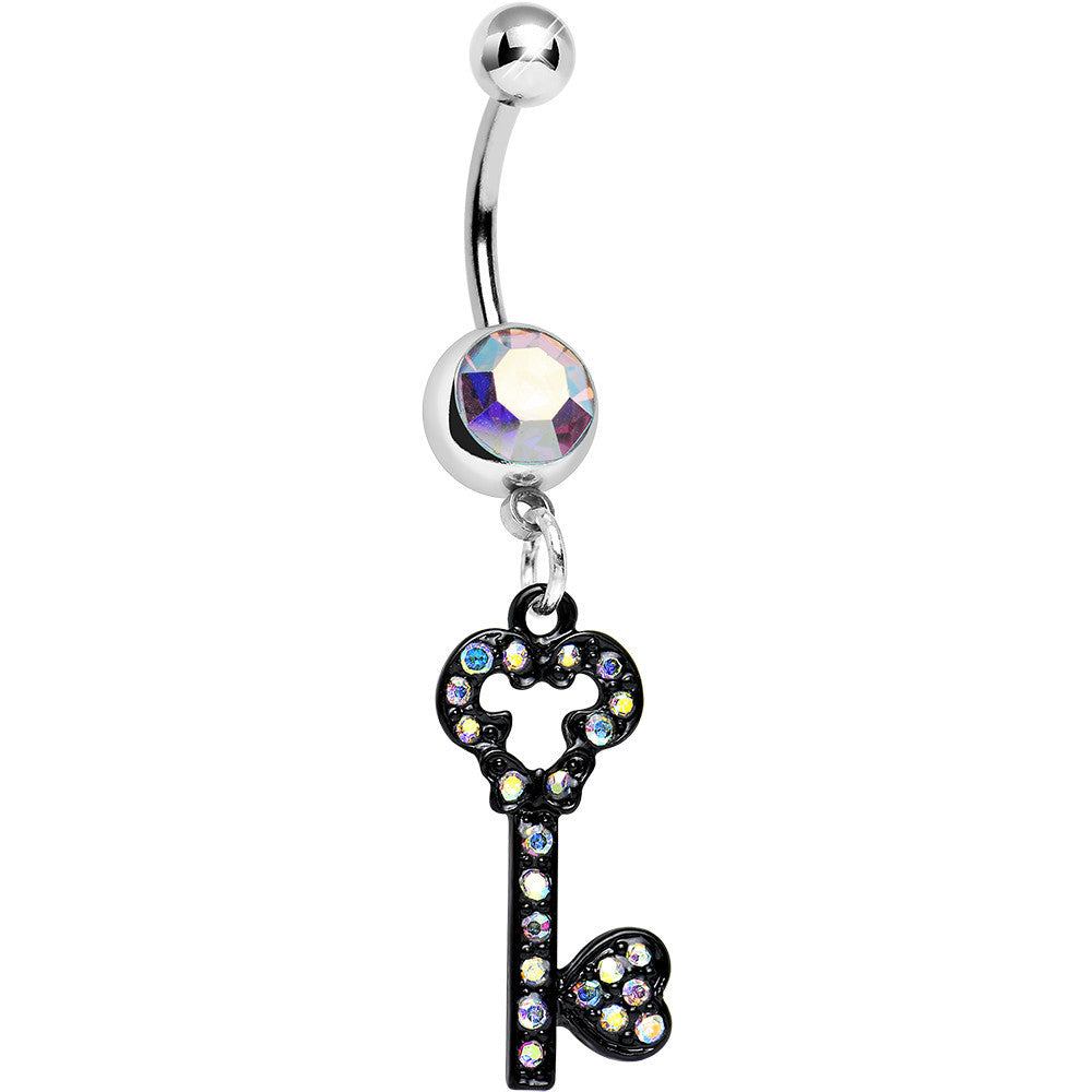 Aurora Gem Eternal Secret Black Key Dangle Belly Ring