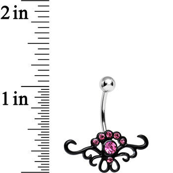 Pink Gem Sparkling Black Genesis Lace Belly Ring
