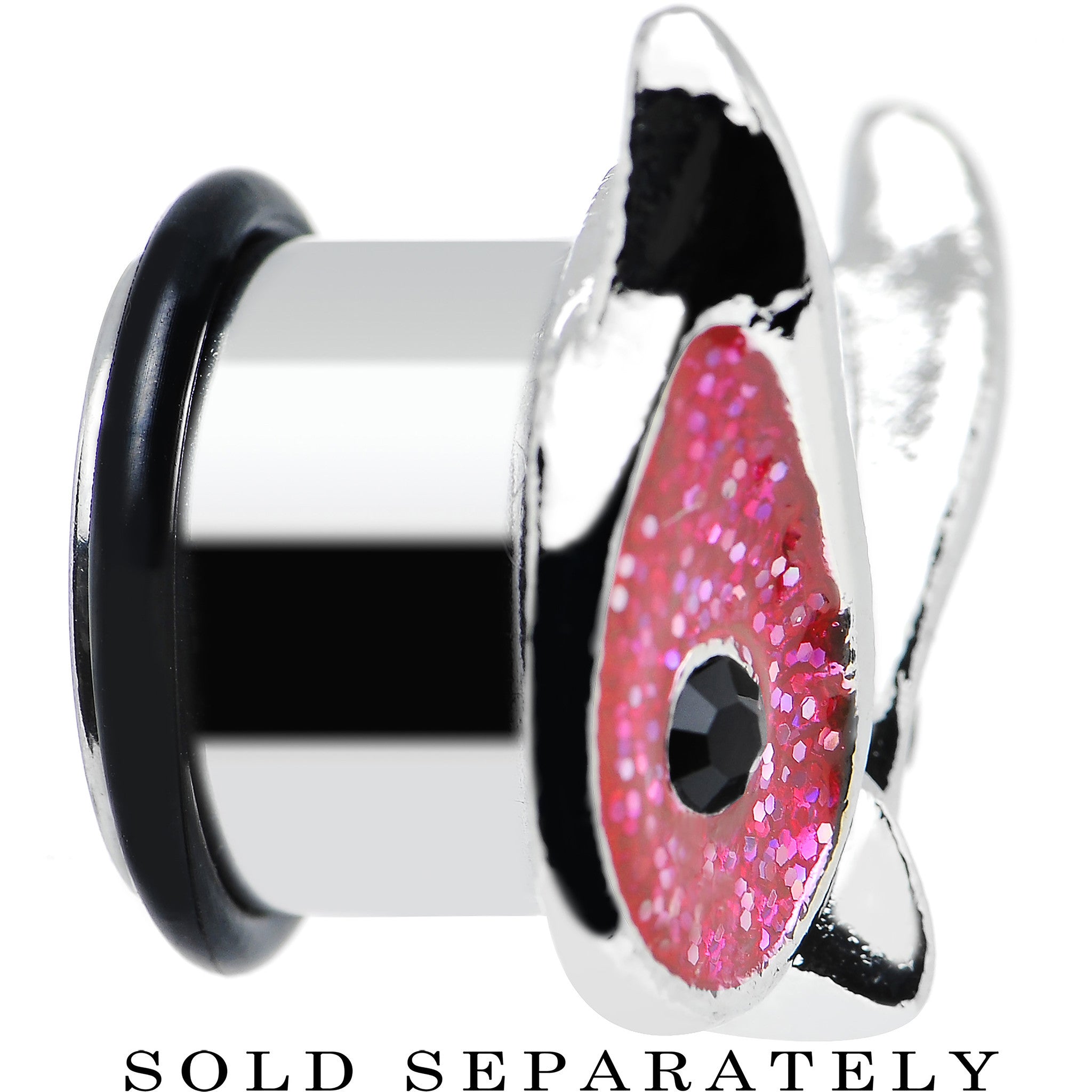 9/16 Pink Glitter Festive Owl Single Flare Steel Plug