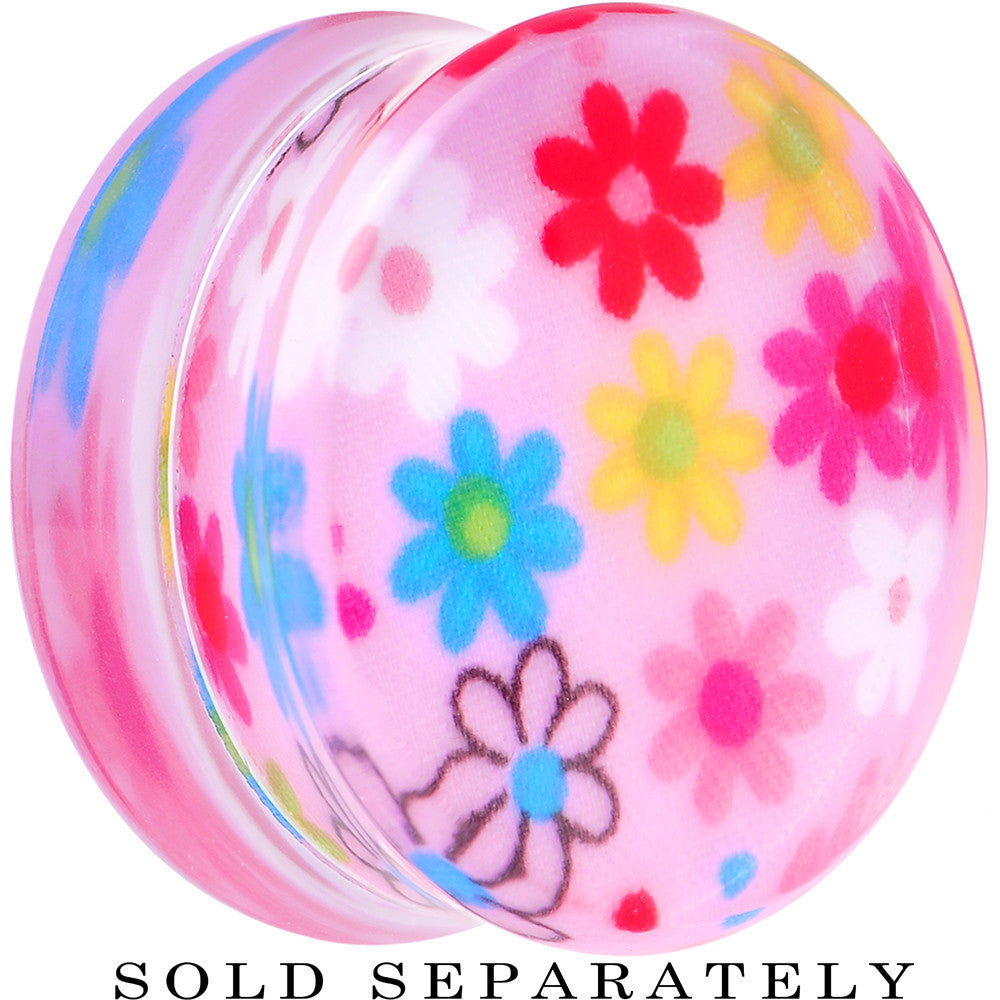 28mm Acrylic Pink Multicolored Flower Power Saddle Plug