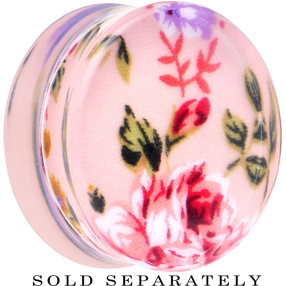 30mm Acrylic Pink Grandma's Wallpaper Flowered Saddle Plug
