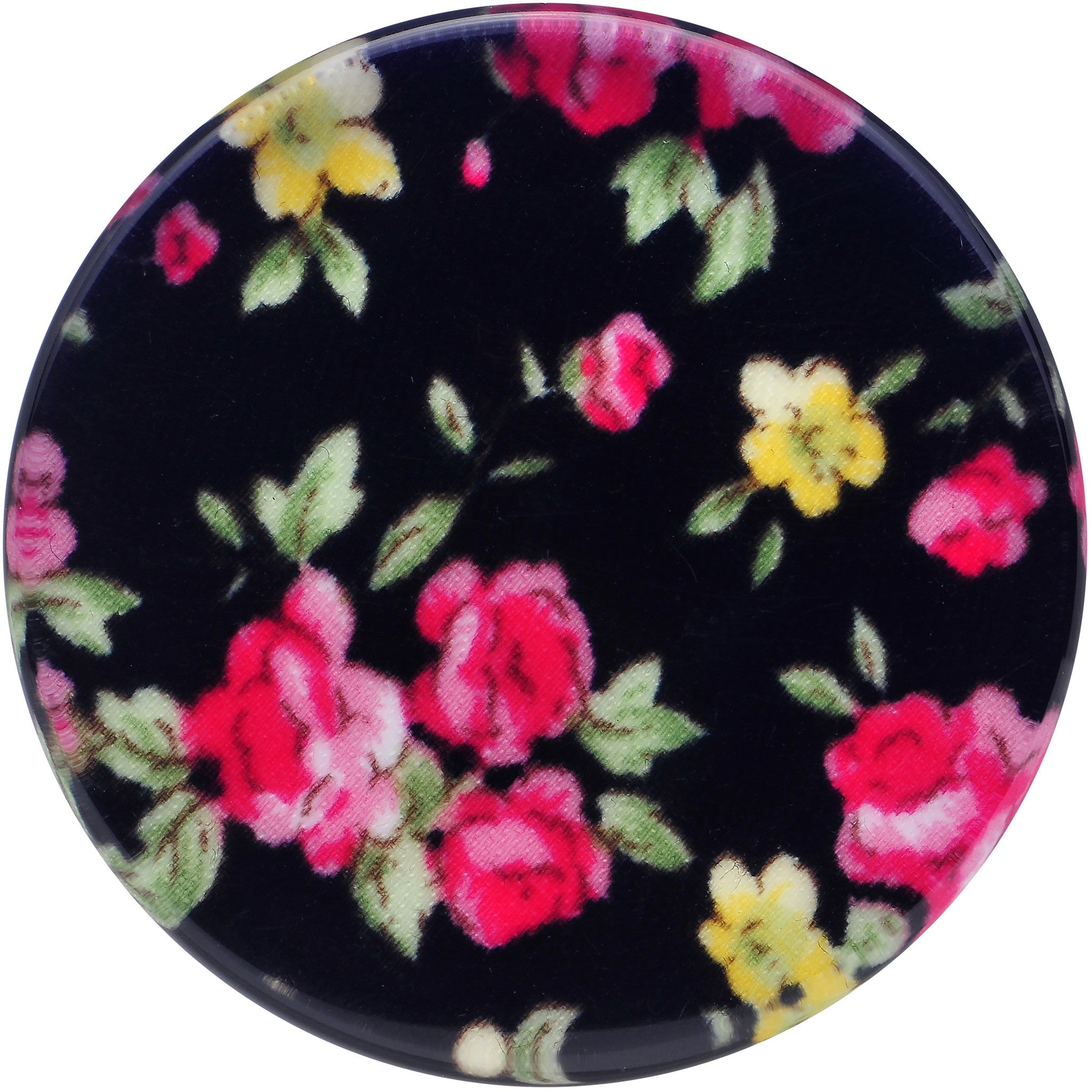 34mm Acrylic Black Multicolored Old Fashioned Flowers Saddle Plug