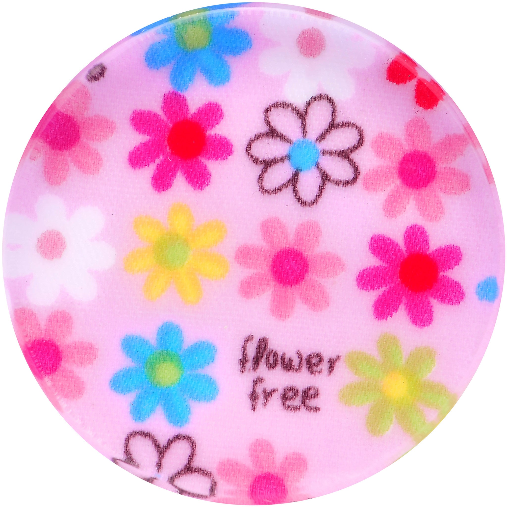 38mm Acrylic Pink Multicolored Flower Power Saddle Plug