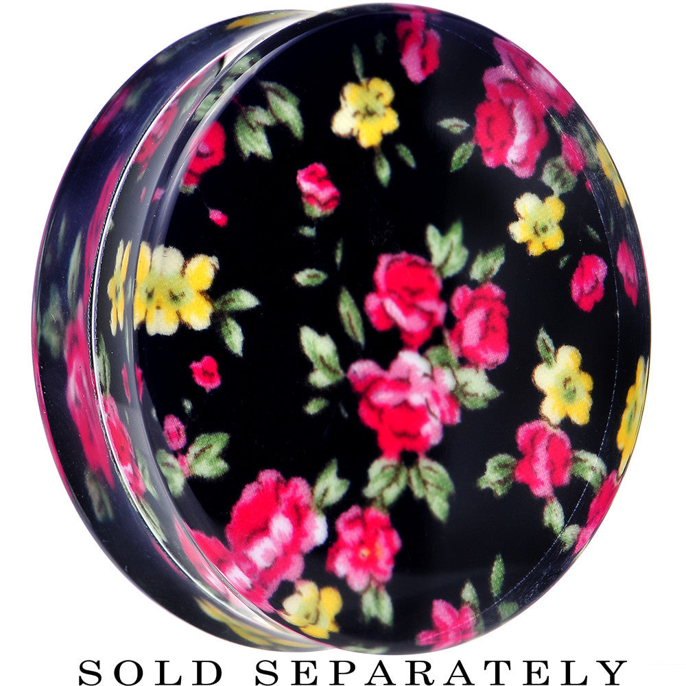 40mm Acrylic Black Multicolored Old Fashioned Flowers Saddle Plug