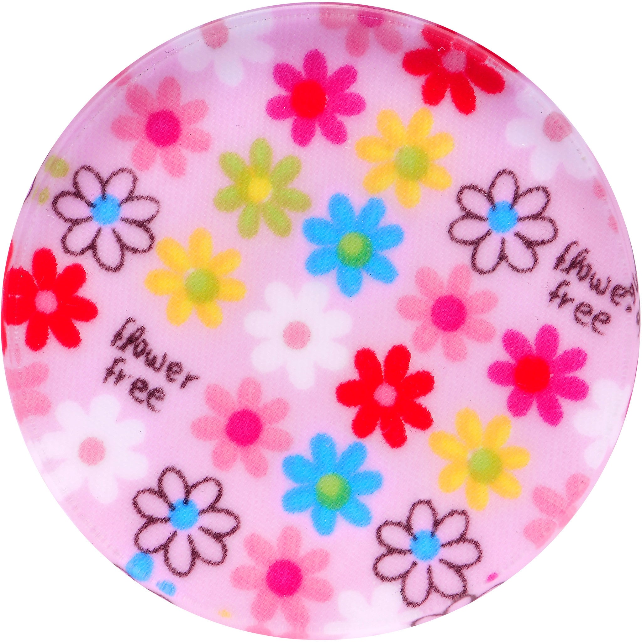 42mm Acrylic Pink Multicolored Flower Power Saddle Plug